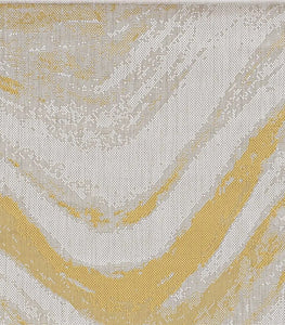 Ivory Gold Machine Woven Abstract In/Outdoor Area Rug - 5' x 7'