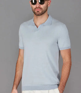 Men's Lightweight Honeycomb Buttonless Polo Shirt - 100% Cotton