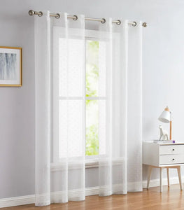 White Sprinkled Embellishment Window Curtain Panel - 84