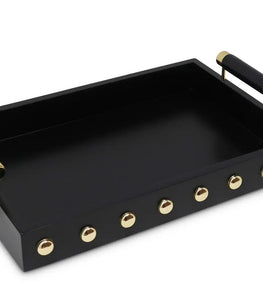 High Gloss Decorative Tray with Gold Ball Design with Handle