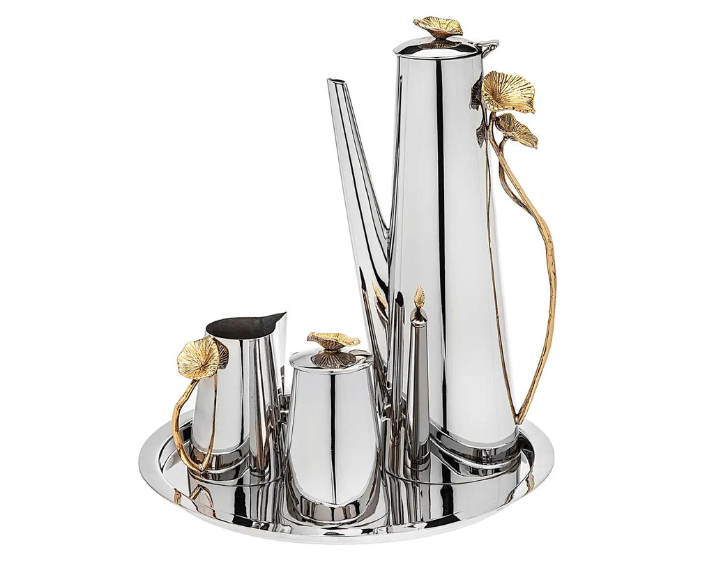 Elegant Tea Set - Stainless Steel and Brass