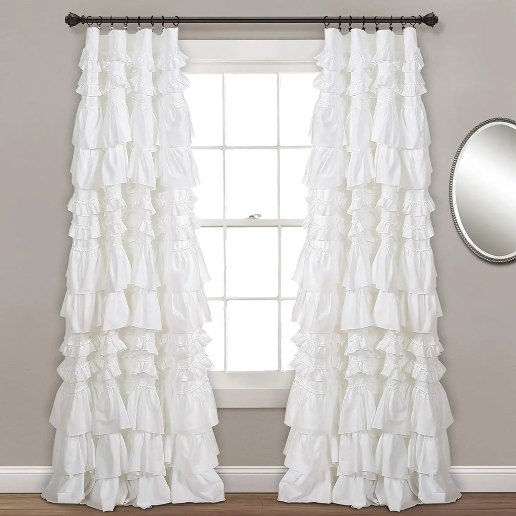 White French Layered Window Curtain Sing Panel, 84" X 52"
