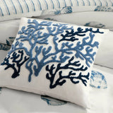 Coastal Beach House Blue Corals Decorative Pillow - 18"x18"