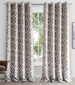 Taupe Trellis Black Out Window Curtain Panel - 84