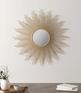 Sunburst Metal Wall Accent Mirror, Gold
