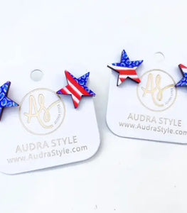 Americana - Star Stud - Patriotic Red White Blue Earrings