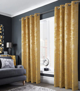 Yellow Soft Velvet Curtains - 108