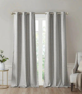 Faux Silk Window Panel Pair (2), Grey (Total Blackout)