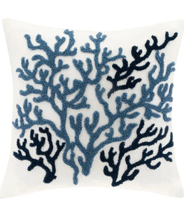 Coastal Beach House Blue Corals Decorative Pillow - 18