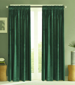 Velvet Curtains Emerald Green Rod Pocket Drapes Dark Green 108