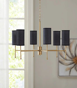 Pendant Chandelier includes Two Black and White Shades (6-light)