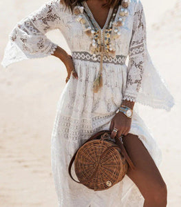 Dream Catcher Lace Patchwork Tassel Maxi Dress