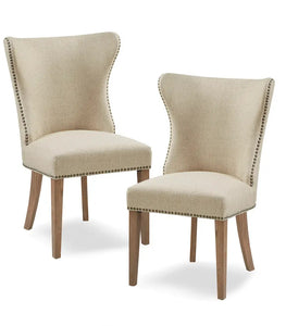 Curved Wing Nailhead Side Dining Chair, Cream (Ltl)