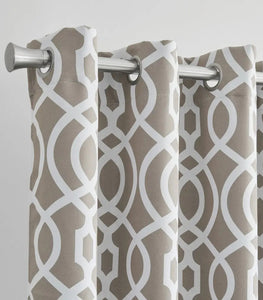 Taupe Trellis Black Out Window Curtain Panel - 84