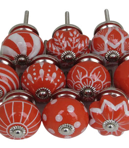 Vintage Style Hand Painted Ceramic Door Drawer Knobs - Set of 10