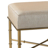 Metallic Linen with Gold Cane Metal Stool