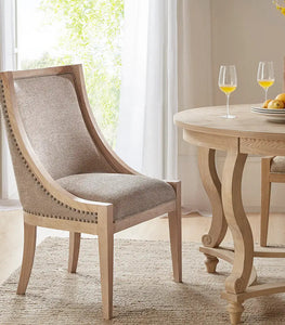 Farmhouse Curved Dining Chair with Wheat Wood Finish (LTL)