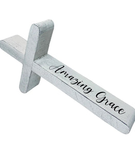 Amazing Grace Cross- Rustic White