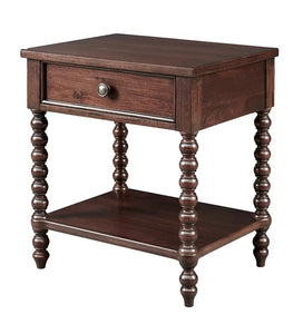 Traditional Morocco Wood Nightstand with Turned Legs