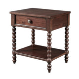 Traditional Morocco Wood Nightstand with Turned Legs