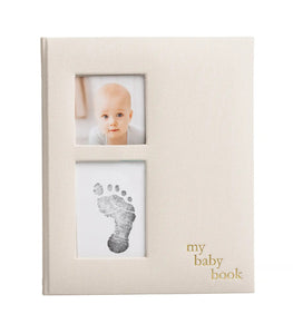 Baby Memory Book and Clean-Touch Ink Pad - Linen (Ivory)