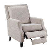 Double Row Nail Heads Push Back Recliner, Grey