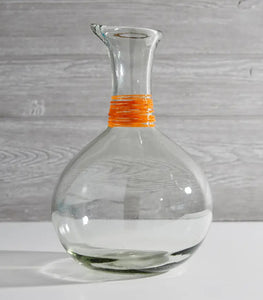 Handblown Glass Carafe - Orange Swirl