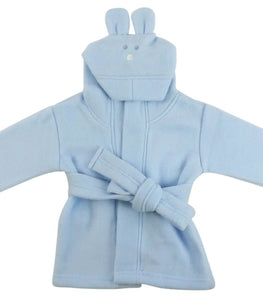 Fleece Robe With Hoodie - Blue