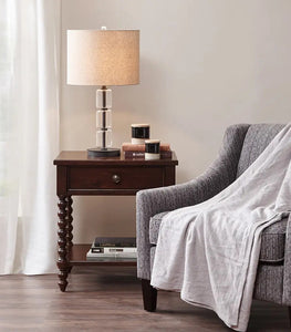 Traditional Morocco Wood Nightstand with Turned Legs